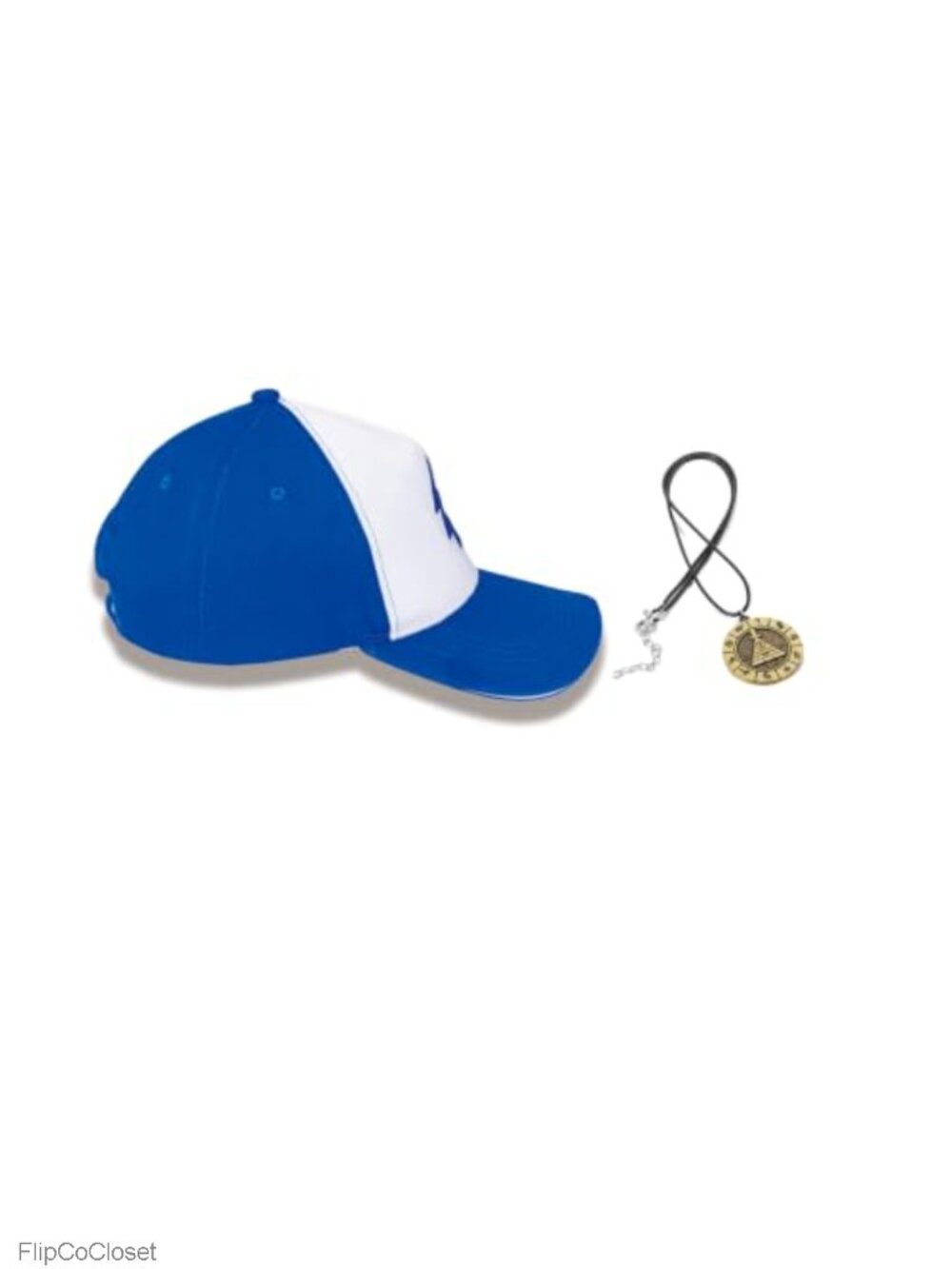 Embroidered Fir Tree Baseball Cap with Bill Cipher Necklace Costume Accessory